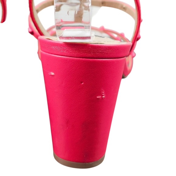 White House Black Market "Brooklyn" Pink Studded T-Strap‎ Heeled Sandals Size 8M - Picture 6 of 13